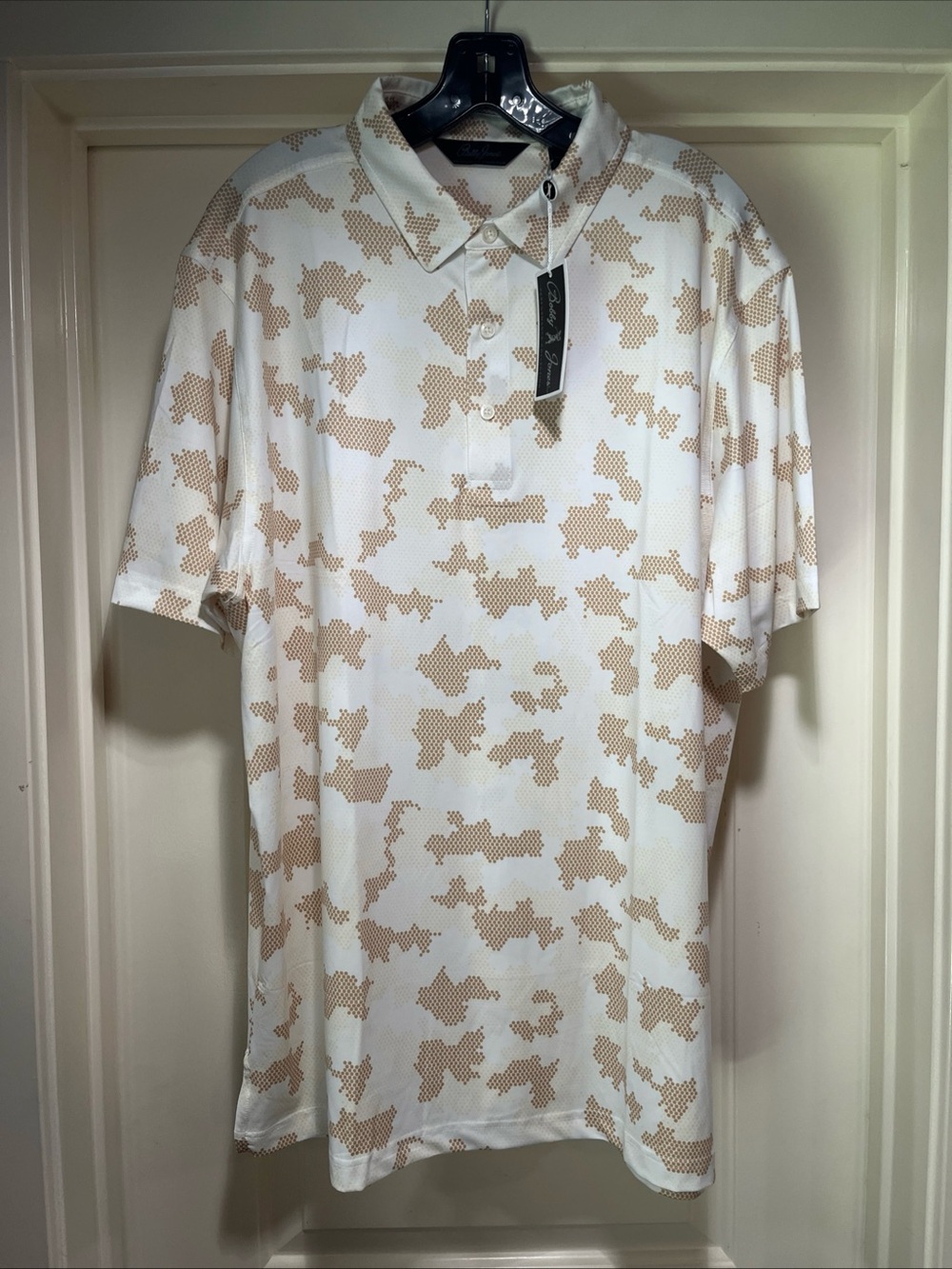 Mens XL Bobby Jones Performance Armed Forces Camo Jersey Polo White Tan BJ232315